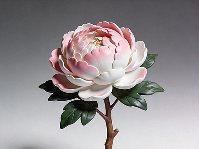 新中式花艺 国风 牡丹 花朵美陈 雕塑 AI渲染