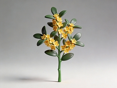 极简主义花草 桂花 雕塑 美陈 AI渲染 花朵