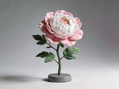 新中式花艺 雕塑 芙蓉 美陈 花朵 AI渲染