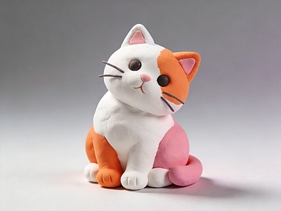 软陶萌系其他摆件 小猫 雕塑 黏土 美陈 AI渲染