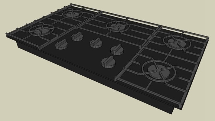 kgcc566r KitchenAid 5燃烧器，气体在玻璃表面