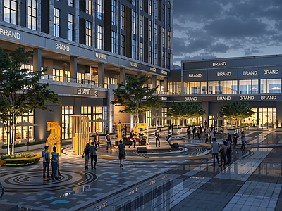 现代简约广场景观 现代商业广场 线性广场景观 艺术装置