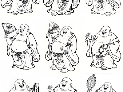 新中式人物 开心佛 施工图
