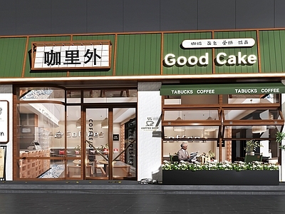 复古咖啡厅 咖啡店门头 面包店门头 奶茶店门头 门头设计