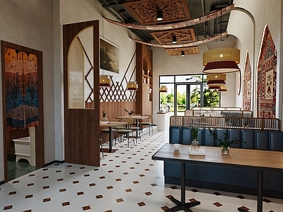 新民族风其他餐饮空间 复古咖啡店咖啡厅 复古中餐厅餐饮 餐厅卡座沙发 中古咖啡厅咖啡店 民族风餐厅餐饮