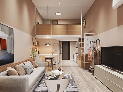 奶油风公寓 现代公寓房 loft单身公寓