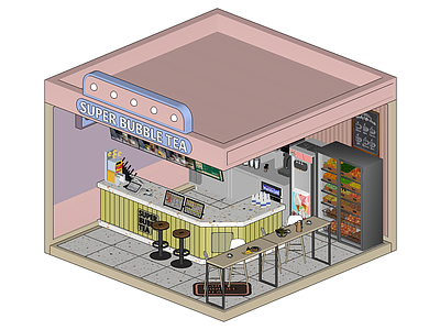 奶油风奶茶店 奶茶店