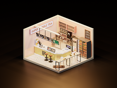 奶油风奶茶店 奶茶店