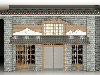 新中式餐饮建筑 新中式门头 火锅店门头