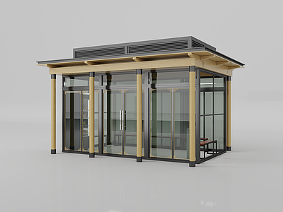 新中式其他公共建筑 吸烟亭 休息室 吸烟室 游客休息亭 新中式吸烟亭