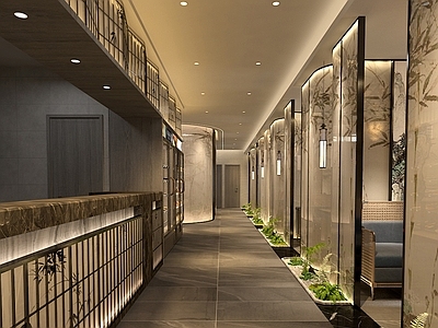 新中式其他餐饮空间 新中式茶餐厅 新中式过道 过道设计