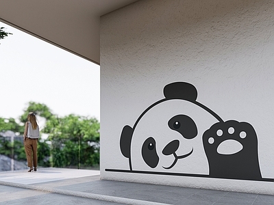 现代简约挂件 2D熊猫剪影装饰 2D网红打卡 2D墙绘壁画 2D可爱熊猫 2D熊猫图标装饰
