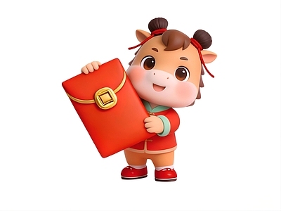 新中式卡通虚拟人物 马有红包IP 雕塑 美陈 摆件