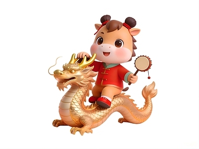 新中式虚拟人物 马有金龙IP 雕塑 摆件 美陈