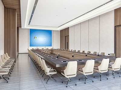 现代简约会议室 会议室 会议室桌椅 办公桌椅