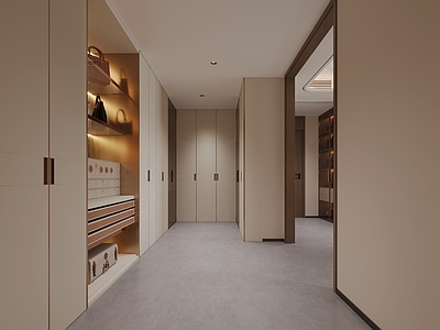 奶油风衣帽间 现代衣帽间