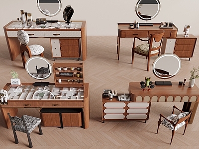 中古风梳妆台 梳妆台 化妆桌 梳妆镜