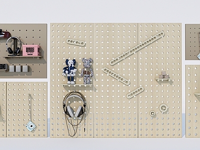 原木风展示用品 洞洞板 展架 玄关装饰墙 置物架