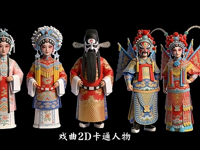 新中式虚拟人物 戏曲2D卡通人物