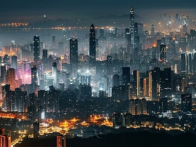 现代新中式其他外立面 夜景 街景