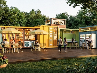 集装箱模块化设计其他商业建筑 集装箱商业小建筑 饮品店 咖啡店 小商店