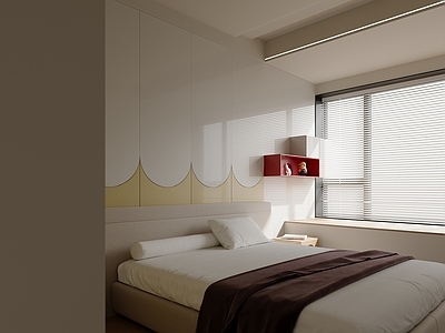 奶油风榻榻米卧室 主人房 无主灯卧室 儿童房 小孩房 次卧室