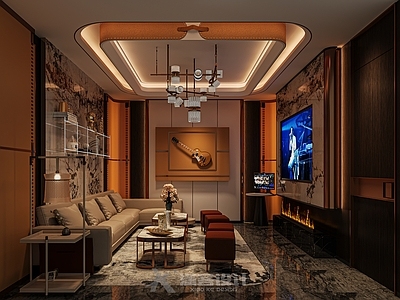 现代轻奢影音室 KTV包厢 吊灯