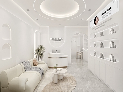 奶油风服装店 现代美容院 前台大厅  spa包间 门头