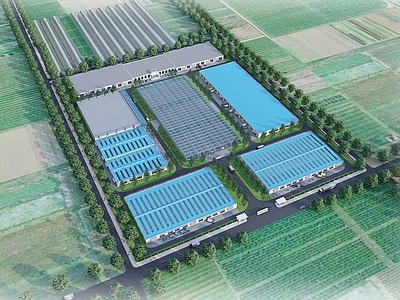现代主义标准厂房 农产品厂房 物流园 厂区