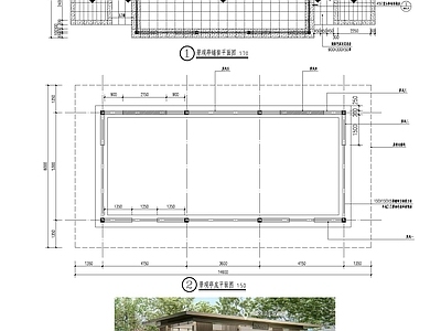 小区廊架 钢构景观亭 观景亭 新中式景观亭 施工图