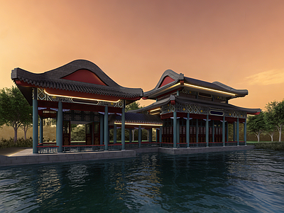 新中式古建筑 中式四角亭子  凉亭  景观亭  园林亭  木质亭