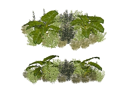 自然主义景观植物组合 盆栽花草丛  花草花卉组合  灌木  景观绿植  庭院小品