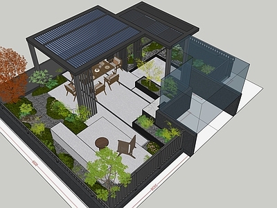 新中式屋顶花园 现代风格屋顶花园