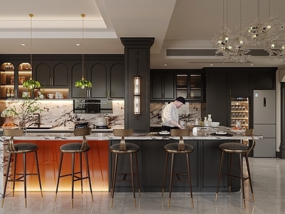 现代轻奢开放式厨房