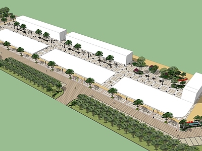 现代简约广场景观 沿街景观 商业景观 商业广场景观 商业街景观