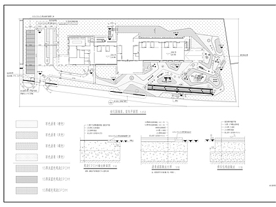 现代其他景观 幼儿园室外景观 彩色沥青场地 围墙 施工图