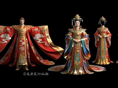 新中式虚拟人物 宫廷唐装2D人物