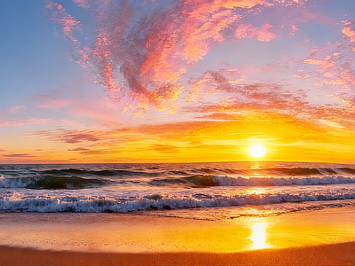 现代天空HDR 海边晚霞HDR 黄昏HDR