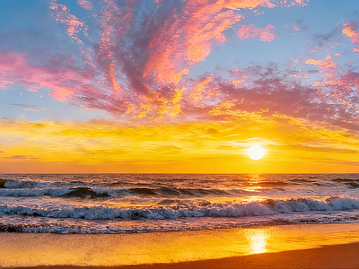 现代天空HDR 海边晚霞HDR 黄昏HDR