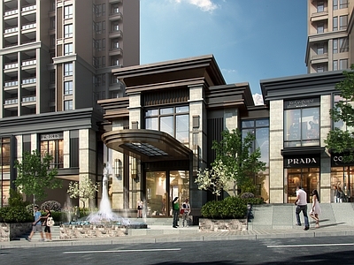 新中式小高层住宅楼 住宅 新中式