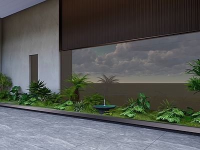 现代极简室内景观 室内造景 观叶植物造景 花坛造景