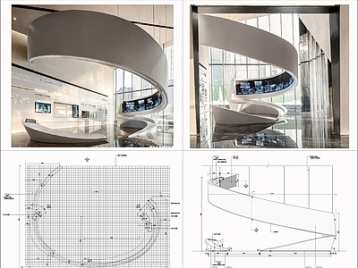 前台节点 展厅异形展示台 异形接待台 品牌展示台 GRG造型台 施工图