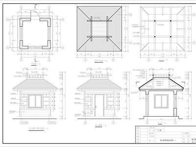 新中式中式门卫室建筑 新中式管理用房 新中式门卫岗亭 施工图