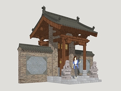 新中式古建筑 山西民居大门 民居大门 民宿大门 山西民居院门