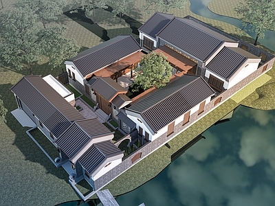 新中式四合院 四合院 古建筑 乡村民房