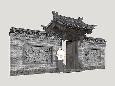 新中式入口大门 山西民居大门 民俗大门 山西民居院门 民俗景观大门 庭院门