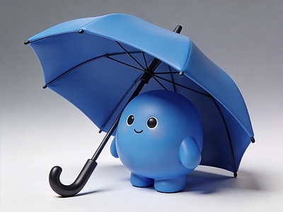 极简卡通玩具 雨伞 雕塑 美陈 AI渲染 玩具摆件