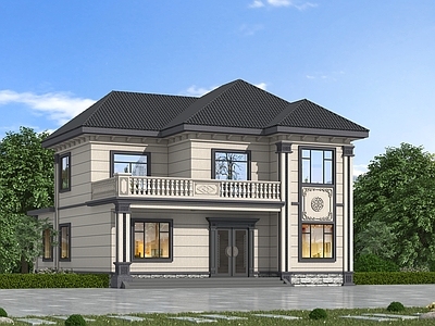 新中式别墅外观 自建房别墅