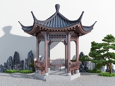 新中式亭子 六角亭 景观亭 凉亭 仿古建筑 古建