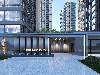 现代简约小区建筑 入口门楼